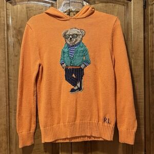 Polo Ralph Lauren Bear Hooded Pullover Hoodie‎ Sweater Sweatshirt Youth Large